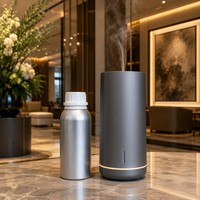 Bouteille en aluminium mat de 250 ml avec bouchon de sécurité blanc de 55 mm de diamètre, non réfléchissant, pour emballage d'huiles essentielles et de parfums