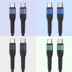 1M 2M 3M Fully Compatible PD 60W Fast Charging Phone <b>Cable</b> Dual Type C Data <b>Cable</b> Nylon Braided C-C <b>Cable</b> <b>for</b> Huawei Xiaomi - Product Image 2