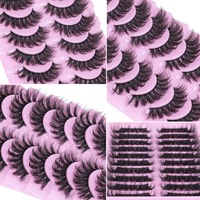 Cils artificiels style européen et américain, effet désordonné et volumineux, épais, bouclés et effilés, cils de maquillage très demandés à l'international