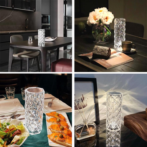 Wholesale Cordless Crystal Rose Led <b>Desk</b> Lights for Bar Lampka Nocna Touch Sensor Battery Restaurants Rechargeable Table Lamp - Product Image 2