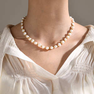 Collar de Perlas Naturales Minimalista, Joyería Oceánica de Moda, Chapado en Oro de 18k, Acero Inoxidable, Perlas de Agua Dulce para Mujer - Product Image 6