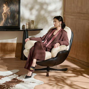 Sillón Individual de Diseño, Giratorio y Reclinable, Estilo Retro de Lujo Ligero, para Sala de Estar, Dormitorio, Balcón, Sillón Puff Simple e Informal - Product Image 5