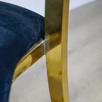 Chaise de salle à manger de luxe en acier inoxydable doré, portable, ronde, à motif abstrait, avec dossier en velours noir, pour salon, mariage, banquet, hôtel