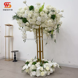 SMOOTH Wedding Events <b>Table</b> <b>Decoration</b> White Green Floral Circle Flower Centerpiece With Bottom Wreath - Product Image 1