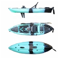 Kayak de pêche à pédales Viking monoplace en plastique rigide avec aileron, coque en HDPE avec aileron, et moteur électrique