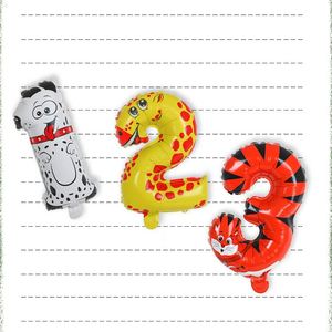 Dinosaure bleu impression nouveauté ballons de dessin animé pour la décoration de fête mignon Animal numérique 4 numéro Film ballon feuille ballon - Product Image 3