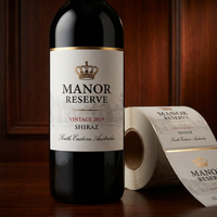 Etiquetas Personalizadas para Botellas de Vino - Rollo de Etiquetas Impermeables con Lámina Dorada Metálica para Botellas de Champán y Vino Tinto
