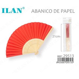 Ventaglio di Carta Ilan 21 Cm Rosso Pieghevole Portatile - Product Image 3