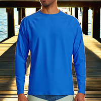 Chemise de pêche pour hommes adultes, bleu uni, manches longues, protection solaire UPF 50, séchage rapide, imprimé par transfert thermique, 130 g, 100 % polyester