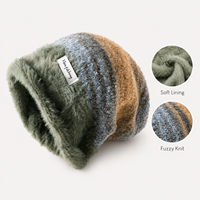 Bonnet unisexe en tricot chaud d'hiver, style décontracté, motif blocs arc-en-ciel, avec cache-oreilles, grande taille, effet amincissant pour le visage, idéal pour les voyages
