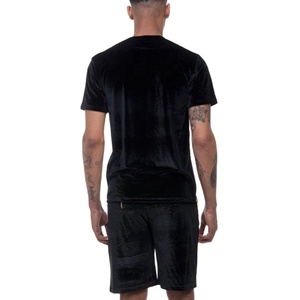 ชุดวอลเปเปอร์ขาสั้นสำหรับผู้ชาย,ชุดวอร์มผ้ากำมะหยี่มีซิปสีดำสำหรับฤดูร้อนสั่งทำ - Product Image 4