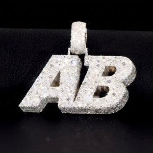 Colgante de Letra 3D en Plata de Ley 925 con Moissanita VVS y Micro Pavé, Joyería Hip Hop Personalizada - Product Image 1