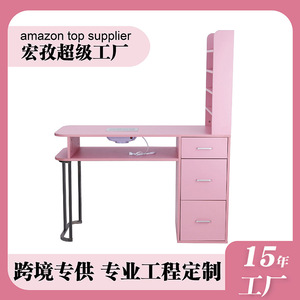 Mesa de Manicura Hongzi Rosa HZ2040 con Superficie de Madera, Banco de Trabajo de Diseño Contemporáneo para Salón de Belleza - Product Image 2