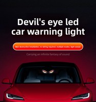 Lettre lumineuse LED solaire dynamique pour vitre de voiture, yeux de démon animés, lumière d'ambiance, rechargeable Type-C, accessoire de décoration pour voiture et SUV