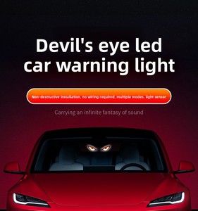 Lettre lumineuse LED solaire dynamique pour vitre de voiture, yeux de démon animés, lumière d'ambiance, rechargeable Type-C, accessoire de décoration pour voiture et SUV - Product Image 2
