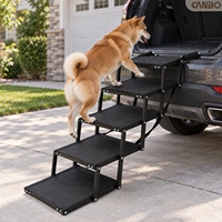 CanboPet Faltbare Hundetreppe für Auto, Verstellbare Haustiertreppe für Große Hunde, SUV, Pickup-Truck und Wohnmobil-Reisen