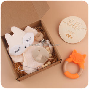 Anneau de dentition en silicone pour bébé <span class=keywords><strong>attache</strong></span>-sucette en chaîne 5 ensembles dans une boîte coffret cadeau de dentition pour bébé - Product Image 5