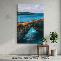 Dipinto Acrilico Naturale dell'Oceano, Arte Murale Costiera Blu 90x60cm per Soggiorno, Camera da Letto, Decorazione Casa