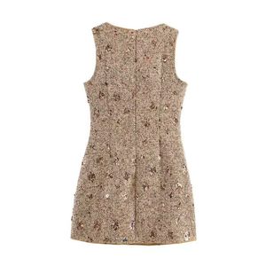 Nouvelle Collection Automne-Été : Robe Vintage Lavable Sans Manches, Design Pailleté, Taille Naturelle Amincissante, Style Simple et Élégant - Product Image 3