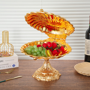 Plat de service créatif de luxe en alliage de zinc doré pour hôtels et mariages, idéal pour les aliments, fruits, snacks, bonbons et autres friandises. - Product Image 1