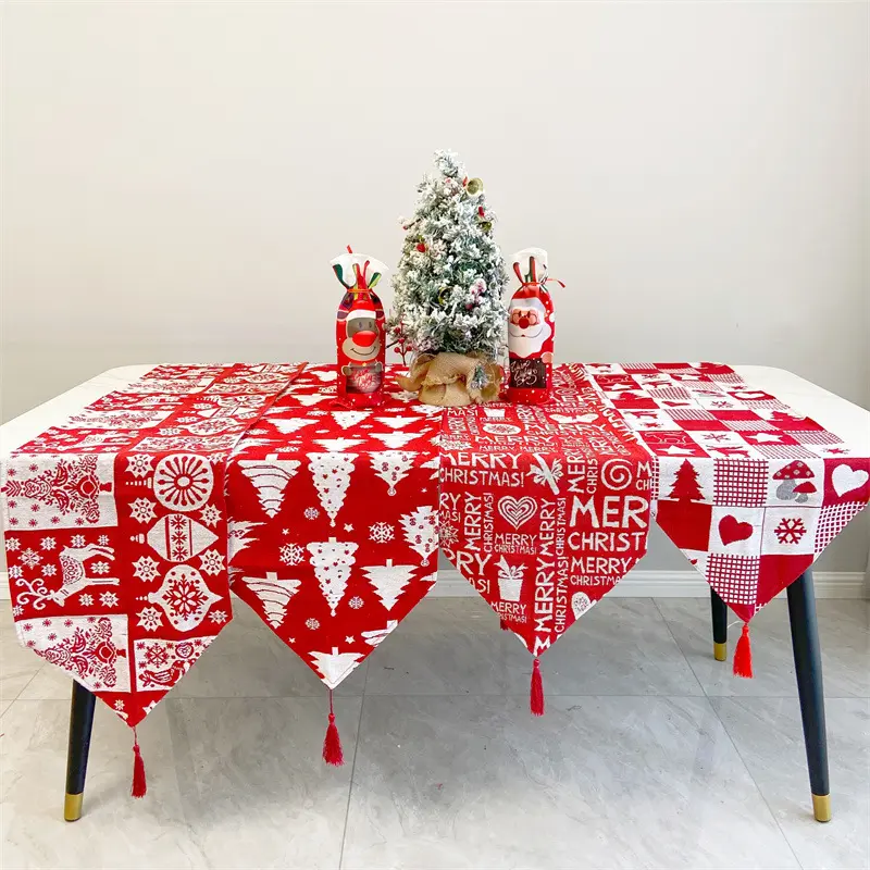 חג המולד רץ לשולחן פשתן עץ מפת שולחן חג המולד קישוטי מתנות רץ לשולחן אספקת קישוט