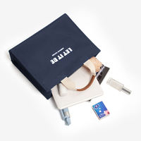 Ouye femmes logo personnalisé crème bleu marine voyageur décontracté style de vie cadeau coton toile fourre-tout sac à provisions avec longue bandoulière