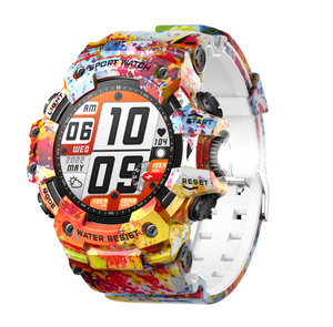 DF LC21 Unisex Outdoor Survival Sports <b>Watch</b> Dual Screen Analog Digital Square Steel AMOLED Display IP68 <b>Waterproof</b> - Product Image 3