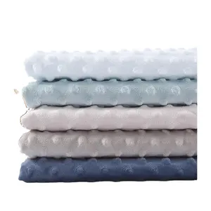 Wholesale super soft plain dyed polyester bubble velboa dot minky fabric for blanket