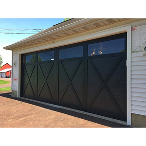 Personnalisé traditionnel noir ferme isolé panneau <span class=keywords><strong>de</strong></span> mousse d'acier 16x7 <span class=keywords><strong>porte</strong></span> <span class=keywords><strong>de</strong></span> garage <span class=keywords><strong>sectionnelle</strong></span> électrique style <span class=keywords><strong>grange</strong></span> - Product Image 1