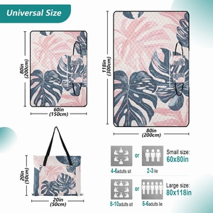 Hot Sales Quilted Cloth Waterproof Picnic <b>Beach</b> Mat Puakenikeni Customs Design Camping Blanket Picnic Tote <b>Bag</b> - Product Image 3