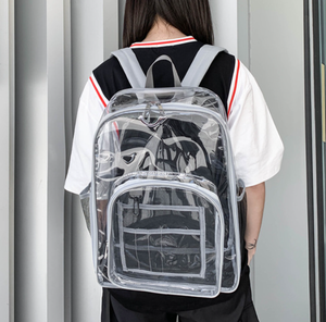 Mochila Escolar Unisex de PVC con Cierre de Cremallera y Broche, Bolsa de Viaje Suave con Correa Transparente para Llevar al Hombro, Apta para Portátil - Product Image 2