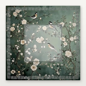 Jeu de Mahjong Américain 4 couches gravé, 160 tuiles, en acrylique bleu pâle, édition de luxe Chinoiserie Jardin Sauge, édition boutique - Product Image 2