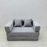 Divano Letto in Velluto a Coste Beige, Compresso Sottovuoto, Stile Retrò, Imbottito in Spugna, Ideale per Soggiorni e Piccoli Appartamenti