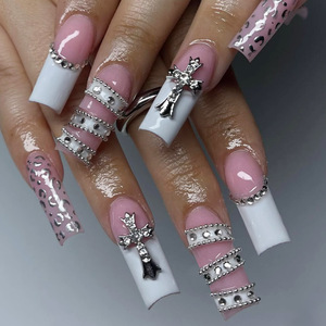 <span class=keywords><strong>Uñas</strong></span> Postizas Semimanuales al Por Mayor a Bajo Precio, Estilo Y2K Millennium Girl, Combinación de Colores <span class=keywords><strong>Rosa</strong></span> <span class=keywords><strong>y</strong></span> Negro con Estrellas de Leopardo, Cerezas <span class=keywords><strong>y</strong></span> Planetas - Product Image 5