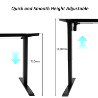 Bureau Électrique Moderne Métallique pour Télétravail, Ergonomique et Réglable en Hauteur, avec Plateau en Panneau de Particules