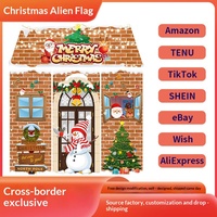 Nouvelle Décoration Suspendue Personnalisée pour Porte et Fenêtre, Motif Maison de Pain d'Épices et Scène de Neige, Forme de Drapeau de Noël Transfrontalier