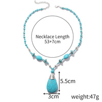 Collier pendentif turquoise pour femme style ethnique bohème, chaîne en cuivre électroplaqué, chaîne de pull en bambou