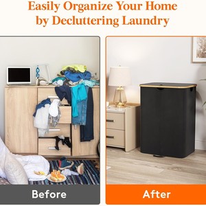 Collapsible Laundry <b>Basket</b> With Lid <b>Large</b> Capacity Foldable Dustproof Cover For Bathroom Bedroom <b>Storage</b> - Product Image 4