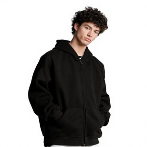 Men's Black Oversized Zip-Up Sweatshirt Stand Collar Knitted Casual Solid <b>Colour</b> Autumn Wear 2027 - Product Image 6