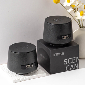 Wholesale Handmade Art Luxury Black Frosted Ceramic Jars Scented Soy Wax <b>Candles</b> with Wooden <b>Wick</b> for Holiday Home Decor - Product Image 6