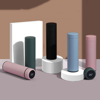 Bouteille d'eau en acier inoxydable 350ml 500ml, logo personnalisé, thermos intelligent avec affichage de la température par LED, peinture en caoutchouc mat, bouteille avec logo personnalisé