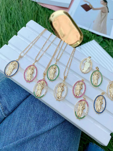 Micro Pave Virgen <strong>De</strong> Guadalupe Medallion Pendant for Necklace Religious <strong>Jewelry</strong> <strong>Supply</strong> - Product Image 3