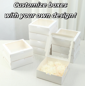 Wholesale Food Safe Custom Logo Printed <strong>Pink</strong> Art Paper <strong>Pastry</strong> Cake Box with Clear Window Bakery Packaging for Dessert <strong>Shop</strong> - Product Image 1