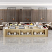 Buffet moderne minimaliste en bois pour hôtel, station de service, îlot de condiments pour hot pot, comptoir de restauration, station de récupération de repas, mobilier hôtelier