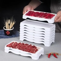 Platos para servir de cordero de carne china de doble color, respetuosos con el medio ambiente, olla caliente Rectangular, rollo de carne de cordero de melamina, plato de sashimi de piedra