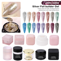 Gel de construction argenté français sans HEMA ni TPO, auto-nivelant, effet gelée, sans chaleur, pour extensions d'ongles UV, vente en gros
