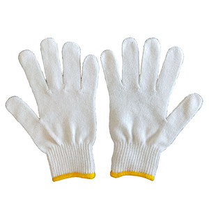 Guantes de punto de algodón de hilo de algodón polivinílico Guantes DE SEGURIDAD DE TRABAJO blancos/blanqueados - Product Image 5