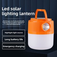 Lampe torche LED portable à charge solaire, indice IP67, blanc chaud, intensité réglable, nouveau modèle, pour marché nocturne, maison, jardin, camping, utilisation en stand, alimentation électrique