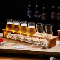 Ensemble de verres à dégustation de bière artisanale avec logo personnalisé et support en bois, pour brasserie commerciale, pub, bar, restaurant, vente en gros