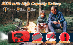 Tay quây ngoài trời trại ánh sáng 2000mAh tồn tại khẩn cấp đài phát thanh đài phát thanh không thấm nước AM/FM noaa năng lượng mặt trời LED Đèn pin cắm trại latern - Product Image 3